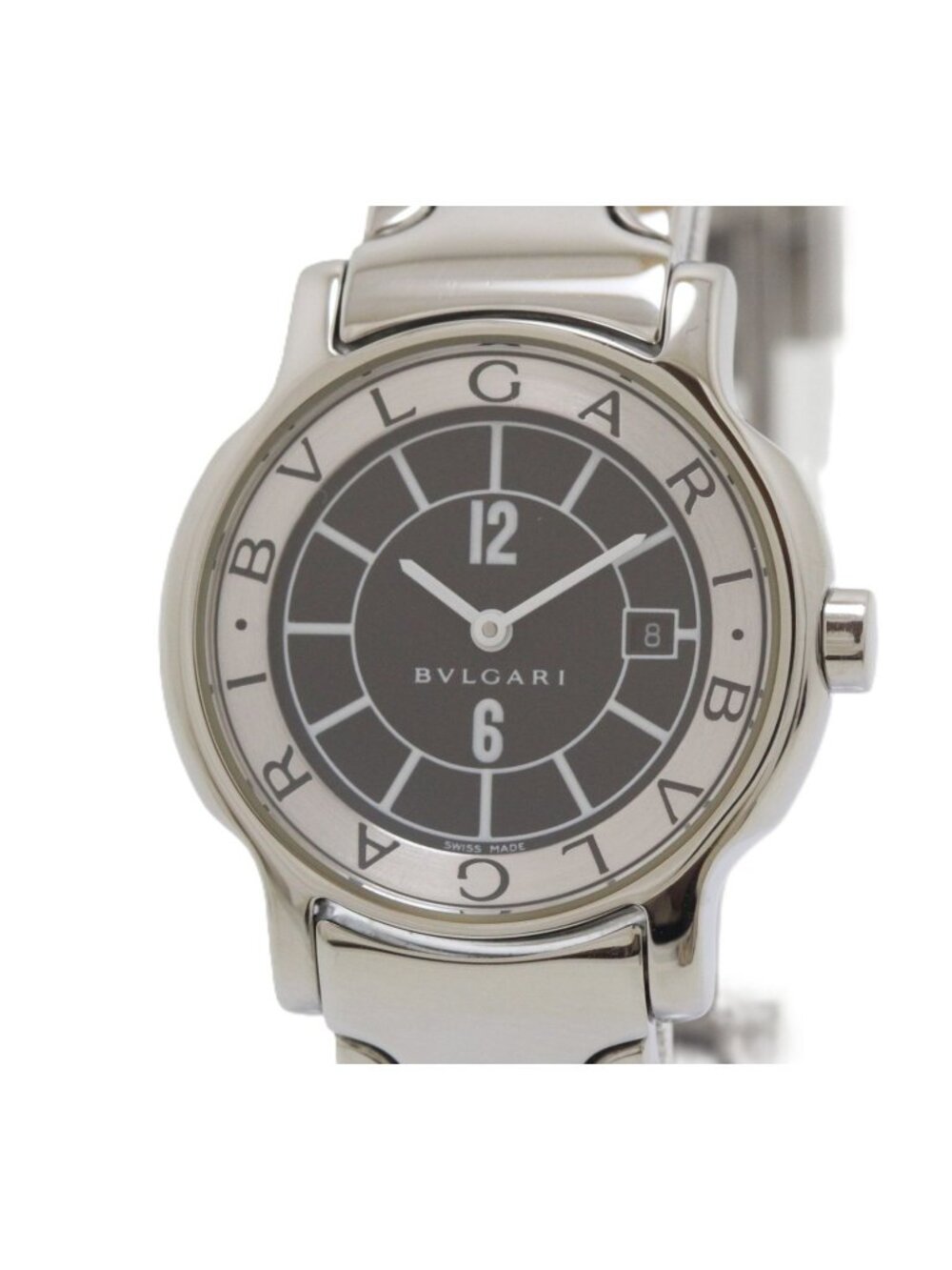 Bvlgari Solotempo Watch SS Stainless Steel Black Dial Quartz